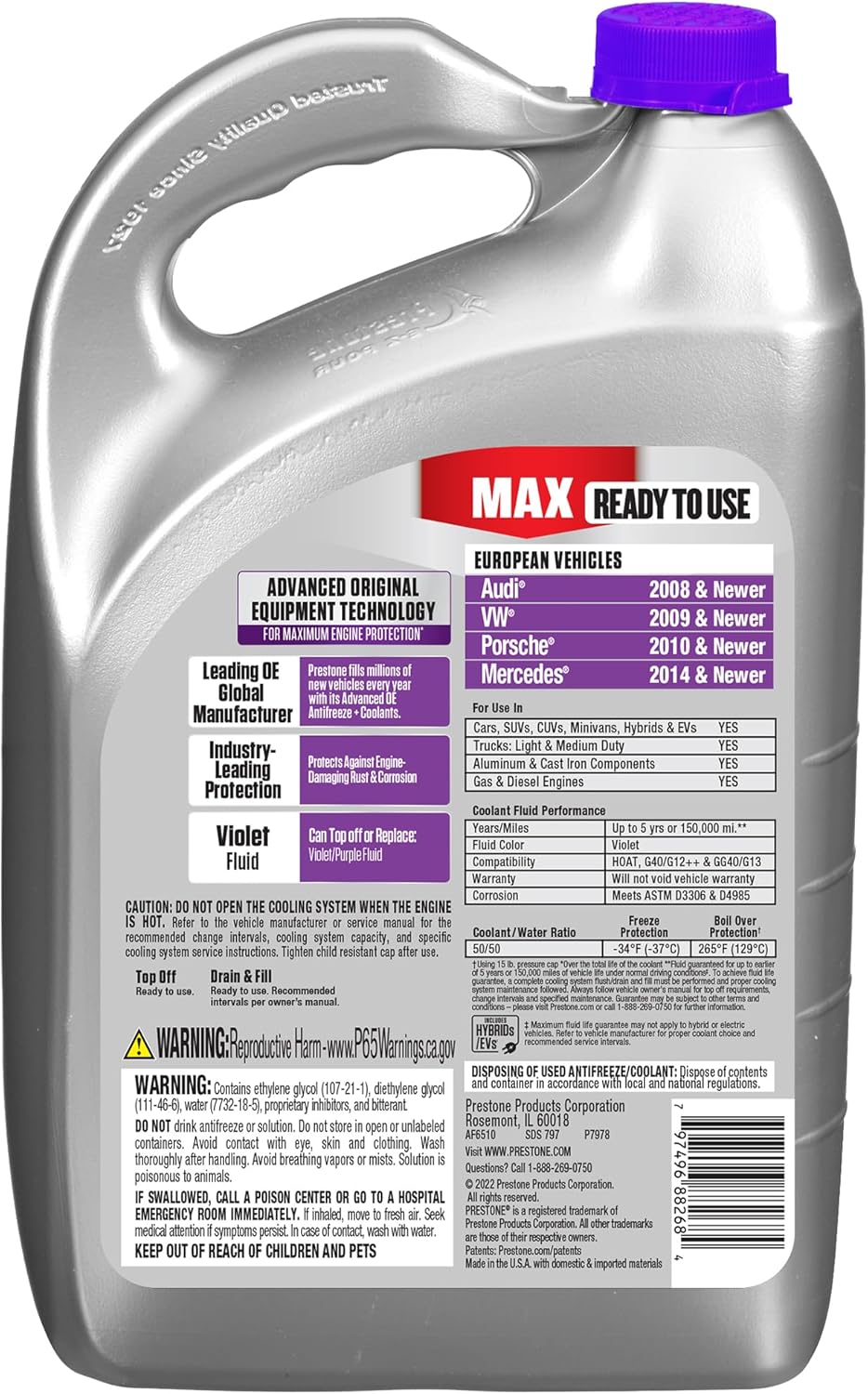 Anticongelante + Refrigerante Prestone Violeta 50-50 Europeos 3.78 Litros 5 - Lubriexpert