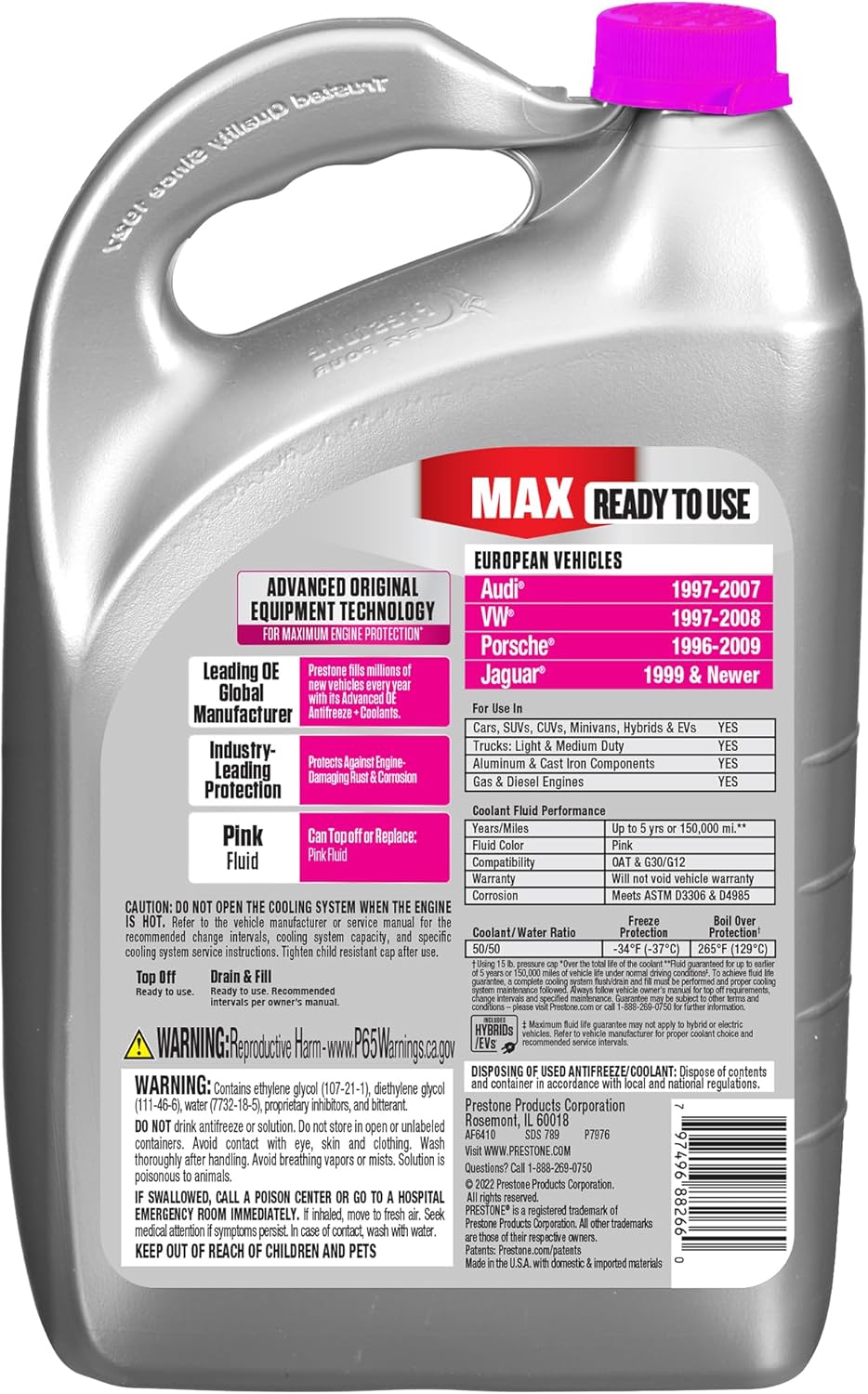 Anticongelante + Refrigerante Prestone Rosado 50-50 Europeos 3.78 Litros 5 - Lubriexpert