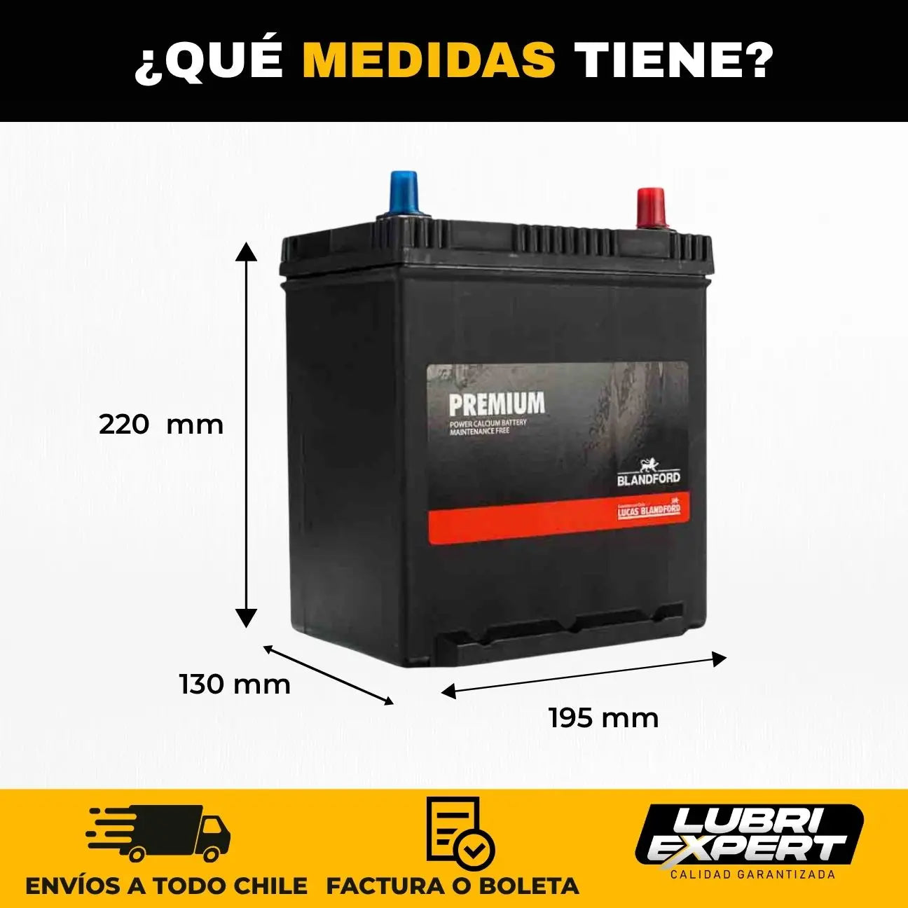 Batería Premium 12V 35 AMP 350 CCA Borne Delgado Positivo Izquierda