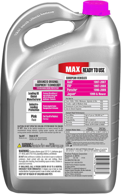 Anticongelante + Refrigerante Prestone Rosado 50-50 Europeos 3.78 Litros