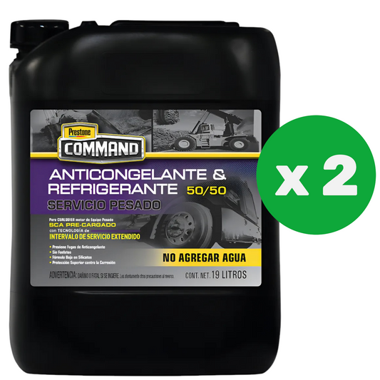 Pack X2 Anticongelante + Refrigerante Prestone Command Afc Hd Sca 50/50 Premezclado 19 Litros c/u - Lubriexpert