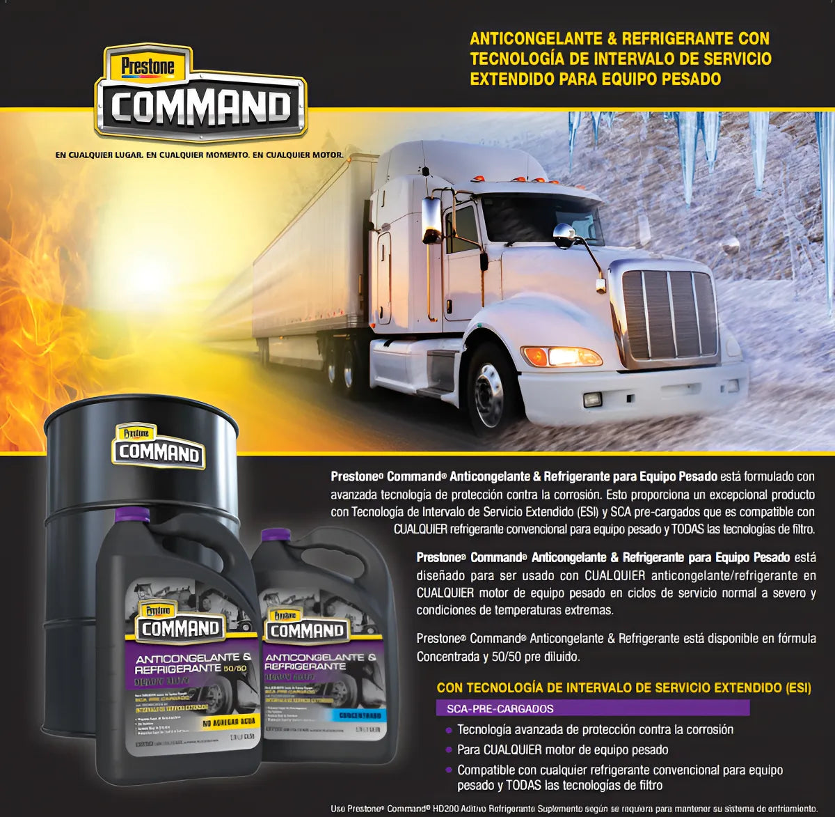 Pack X2 Anticongelante + Refrigerante Prestone Command Afc Hd Sca 50/50 Premezclado 19 Litros c/u 3 - Lubriexpert