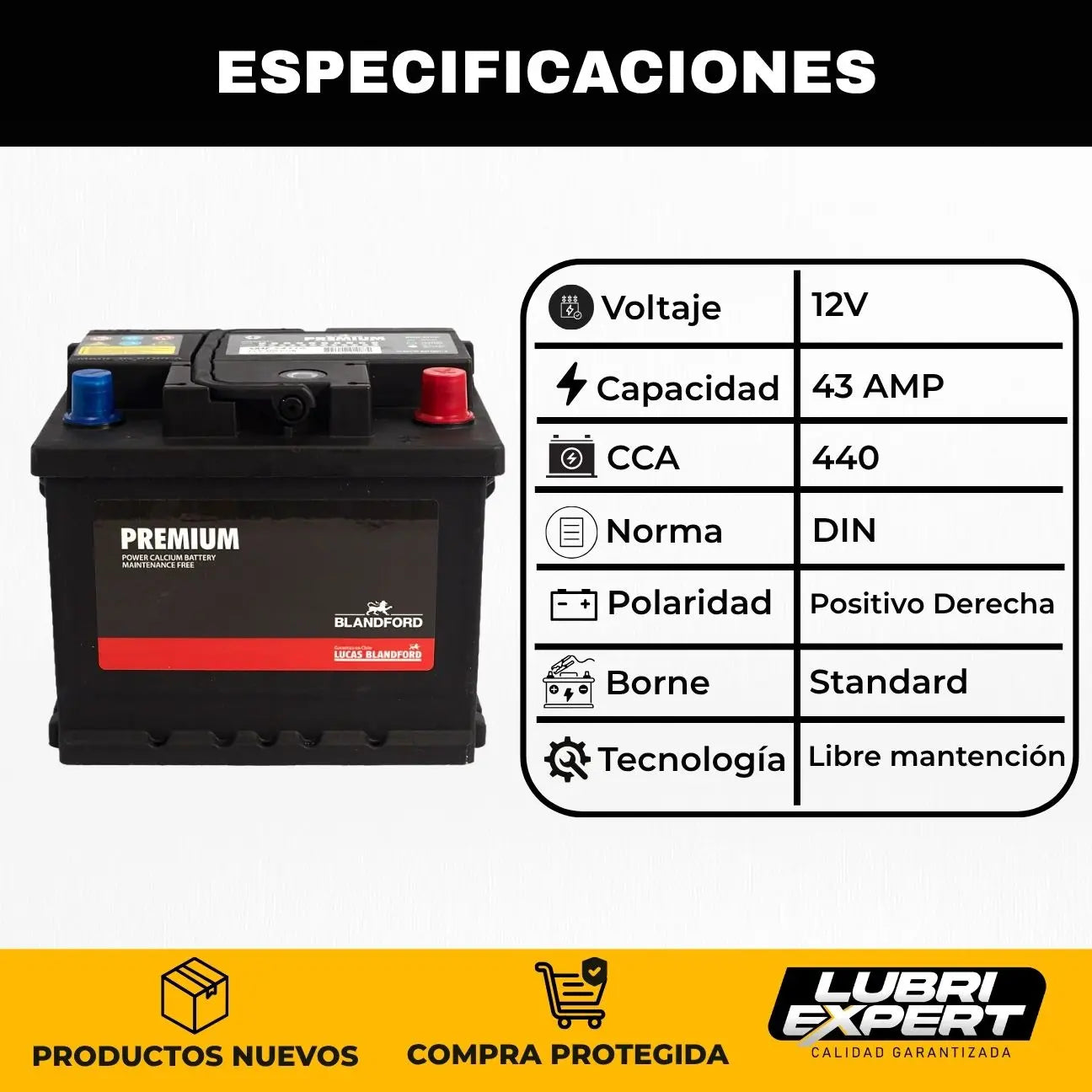 Especificaciones_Bateria_Premium_12V_43_AMP_440_CCA_Borne_Estandar_Positivo_Derecha_-_Lubriexpert.cl