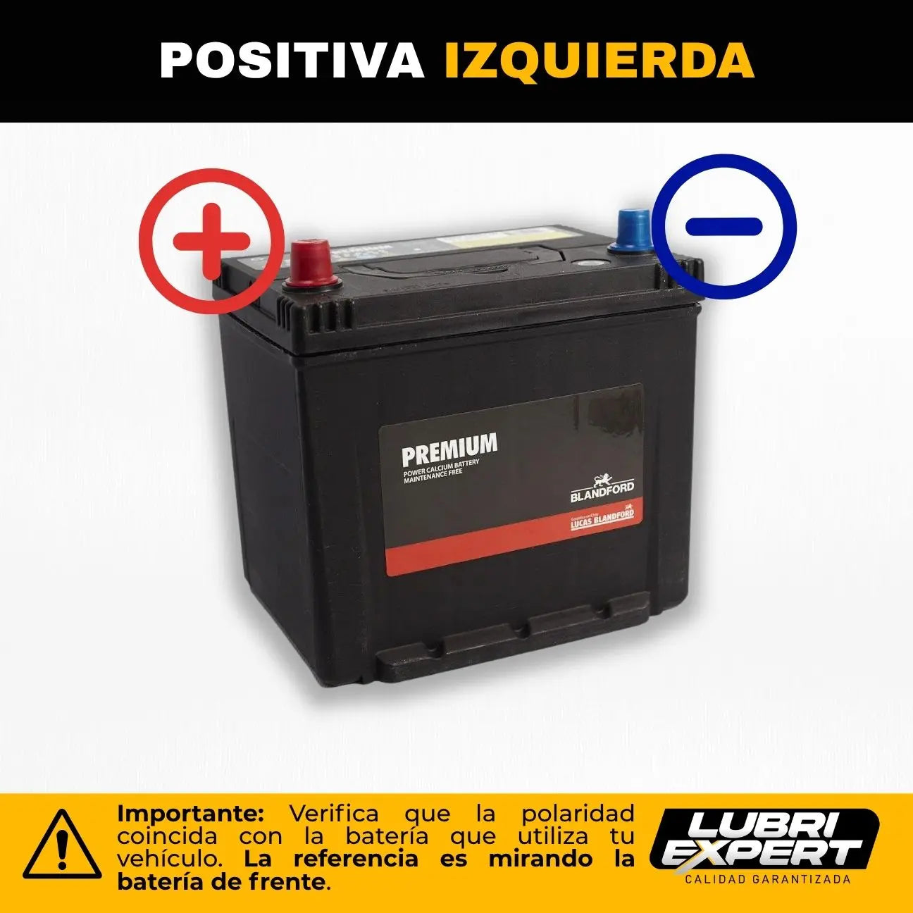 Lado_Positivo_Bateria_Premium_12V_66_AMP_560_CCA_Borne_Estandar_Positivo_Izquierda www.lubriexpert.cl