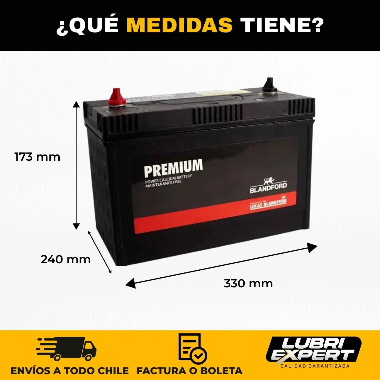 Batería Premium 12V 110 AMP 1000 CCA Borne Perno Positivo Central
