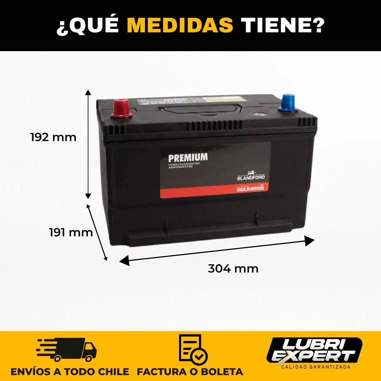 Batería Premium 12V 85 AMP 700 CCA Borne Estándar Positivo Izquierda